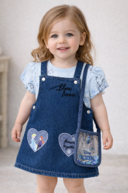 فستان بناتي جينز مكون من قطعتين ماركة ديزني