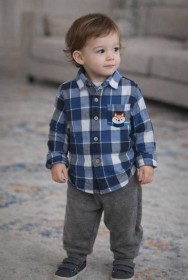 طقم ولادي مكون من 3 قطع قميص وبلوزة بنطلون